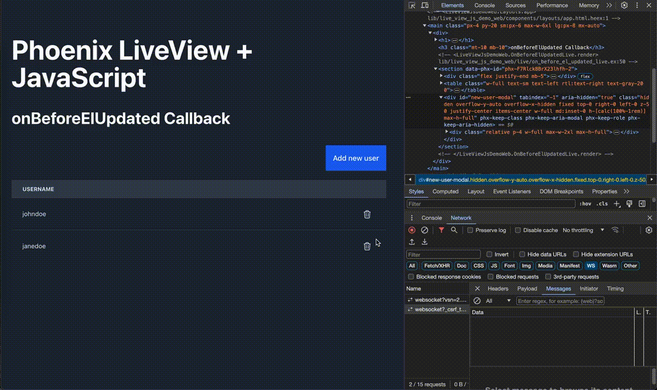 Intercepting LiveView updates in the client