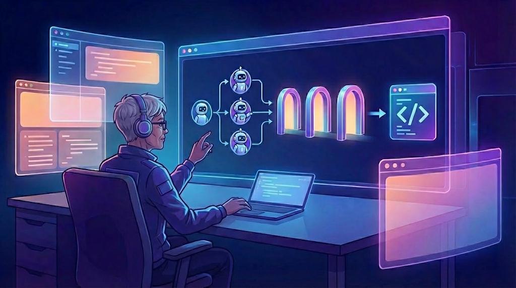 A developer orchestrating multiple AI agents toward an implementation.