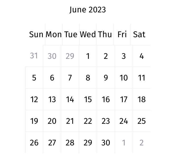 Calendar widget first iteration