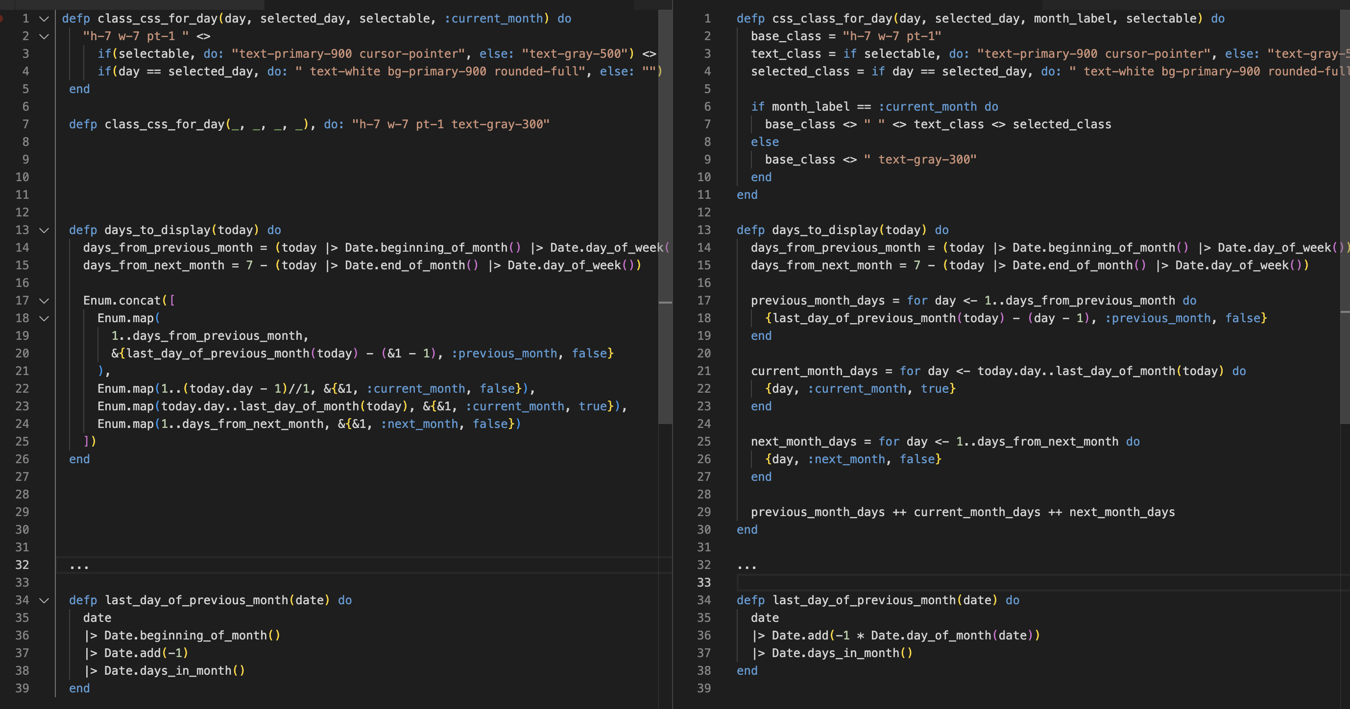 Code comparison